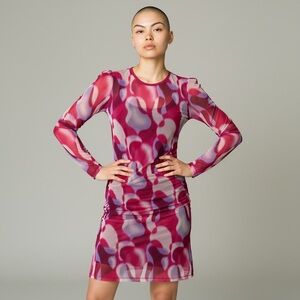 ICONE - Fitted Tule Vibrant Multicolor Long Sleeve Mini Dress - M - China